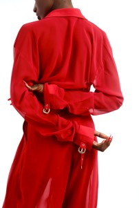 Tri Belted Pants Red