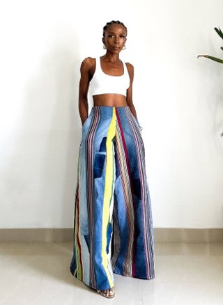 DENIM AND ASO-OKE PANTS